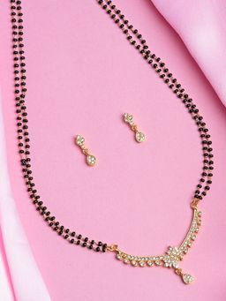 Estele - Gold Plated Connected Twigs Double Line Mangalsutra Necklace Set for Women